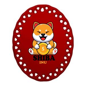 Shiba Inu Crypto Currency Cute Ceramic Oval Ornament