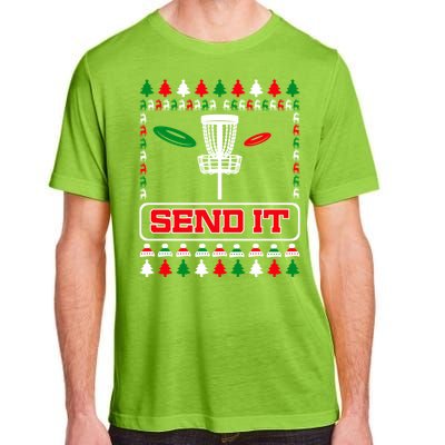 Send It Christmas Disc Golf Xmas Frisbee Golf Basket Chainz Funny Gift Adult ChromaSoft Performance T-Shirt