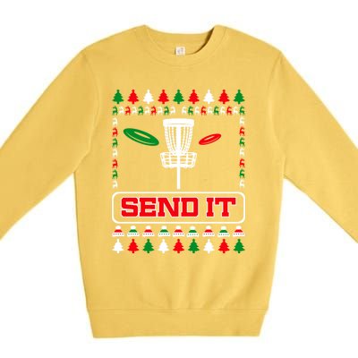 Send It Christmas Disc Golf Xmas Frisbee Golf Basket Chainz Funny Gift Premium Crewneck Sweatshirt