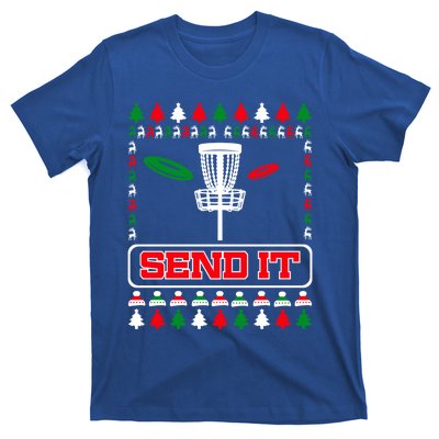 Send It Christmas Disc Golf Xmas Frisbee Golf Basket Chainz Funny Gift T-Shirt