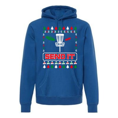 Send It Christmas Disc Golf Xmas Frisbee Golf Basket Chainz Funny Gift Premium Hoodie