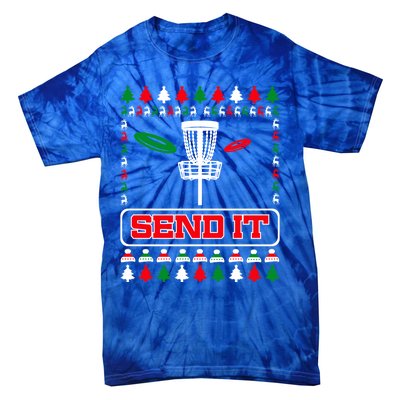 Send It Christmas Disc Golf Xmas Frisbee Golf Basket Chainz Funny Gift Tie-Dye T-Shirt