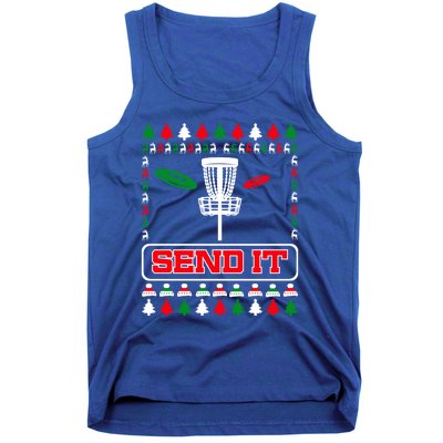 Send It Christmas Disc Golf Xmas Frisbee Golf Basket Chainz Funny Gift Tank Top