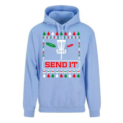 Send It Christmas Disc Golf Xmas Frisbee Golf Basket Chainz Funny Gift Unisex Surf Hoodie