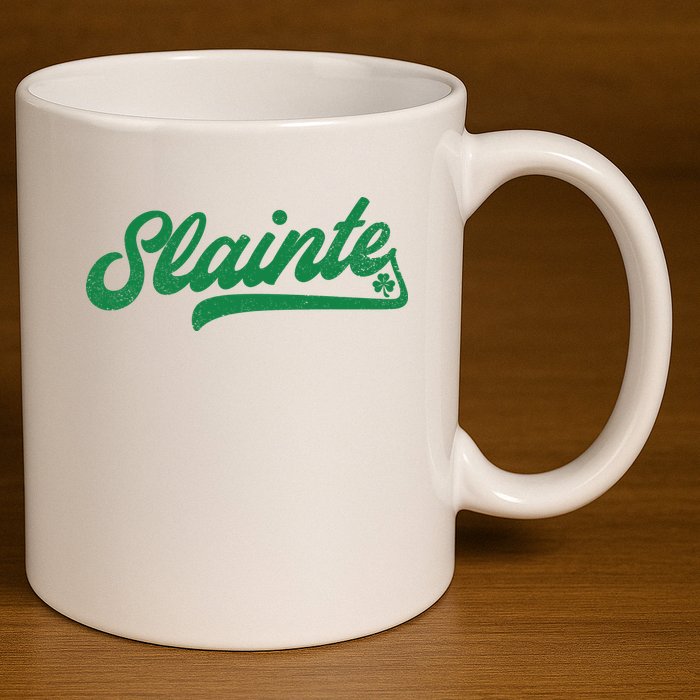 Slainte Irish Cheers 11oz C Handle Ceramic Mug