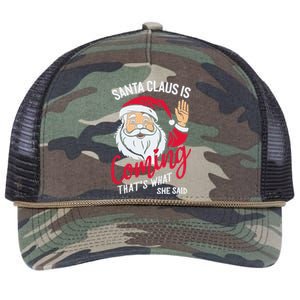 Santa Is Coming ThatS What She Said Retro Rope Trucker Hat Cap