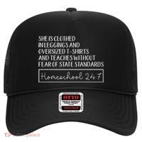 She Is Clothed In Leggings And Oversized S And Teaches High Crown Mesh Back Trucker Hat