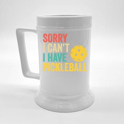 Sorry I CanT I Have Pickleball Funny Retro Gift Beer Stein