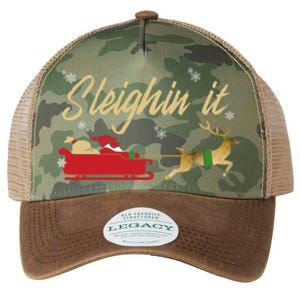 Sleighin It Christmas Sleighing Gift Legacy Tie Dye Trucker Hat