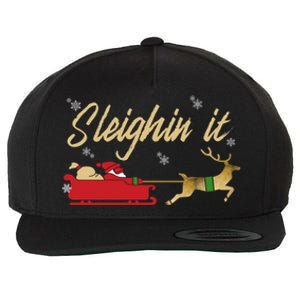 Sleighin It Christmas Sleighing Gift Wool Snapback Cap