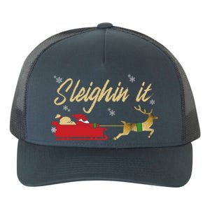 Sleighin It Christmas Sleighing Gift Yupoong Adult 5-Panel Trucker Hat