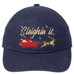 Sleighin It Christmas Sleighing Gift 7-Panel Snapback Hat