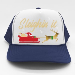 Sleighin It Christmas Sleighing Gift Trucker Hat