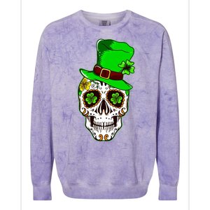 Sugar Irish Clover Skull St Patricks Day Colorblast Crewneck Sweatshirt