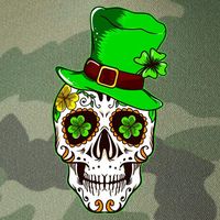 Sugar Irish Clover Skull St Patricks Day Legacy Tie Dye Trucker Hat