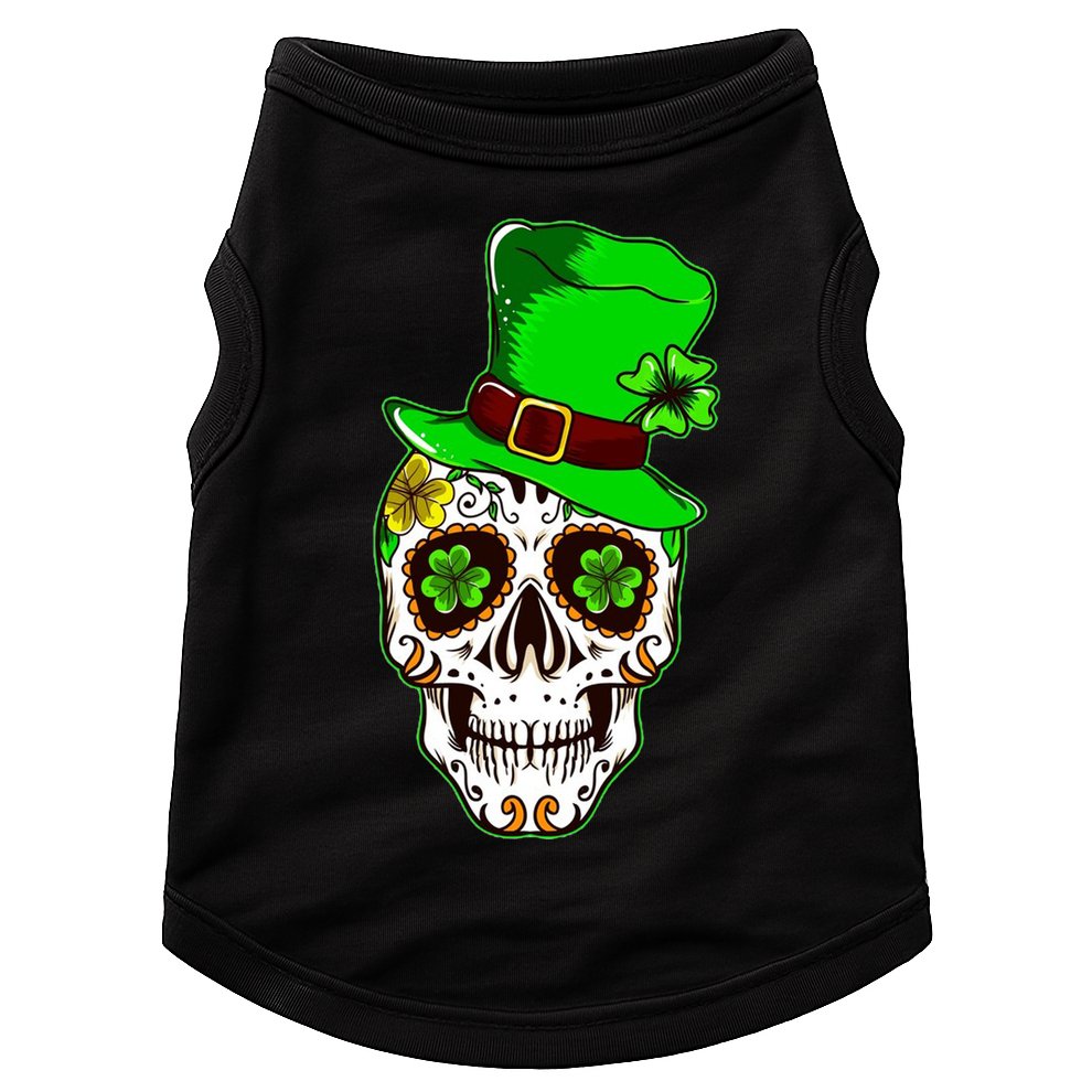 Sugar Irish Clover Skull St Patricks Day Doggie Tank
