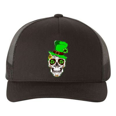 Sugar Irish Clover Skull St Patricks Day Yupoong Adult 5-Panel Trucker Hat