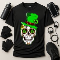 Sugar Irish Clover Skull St Patricks Day Performance Shirt