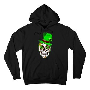 Sugar Irish Clover Skull St Patricks Day Hoodie