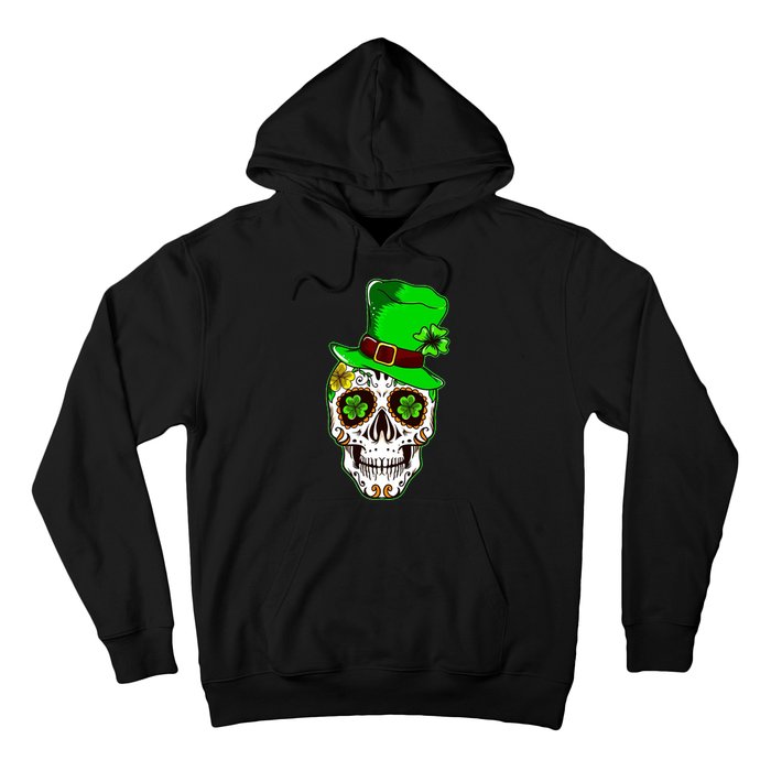 Sugar Irish Clover Skull St Patricks Day Hoodie