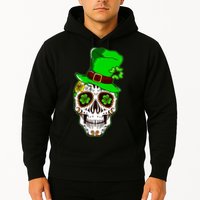 Sugar Irish Clover Skull St Patricks Day Hoodie