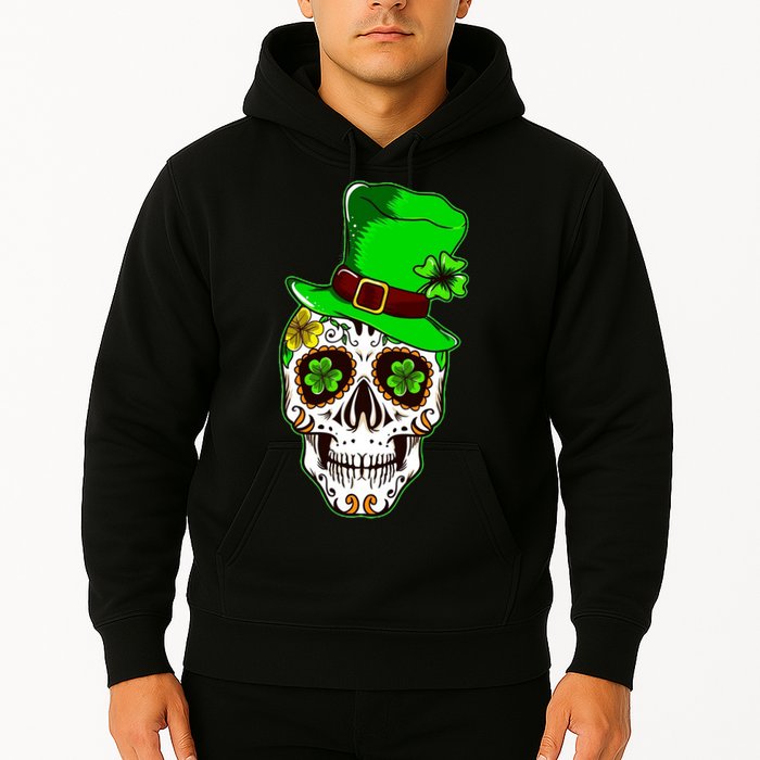Sugar Irish Clover Skull St Patricks Day Hoodie