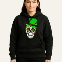 Sugar Irish Clover Skull St Patricks Day Hoodie