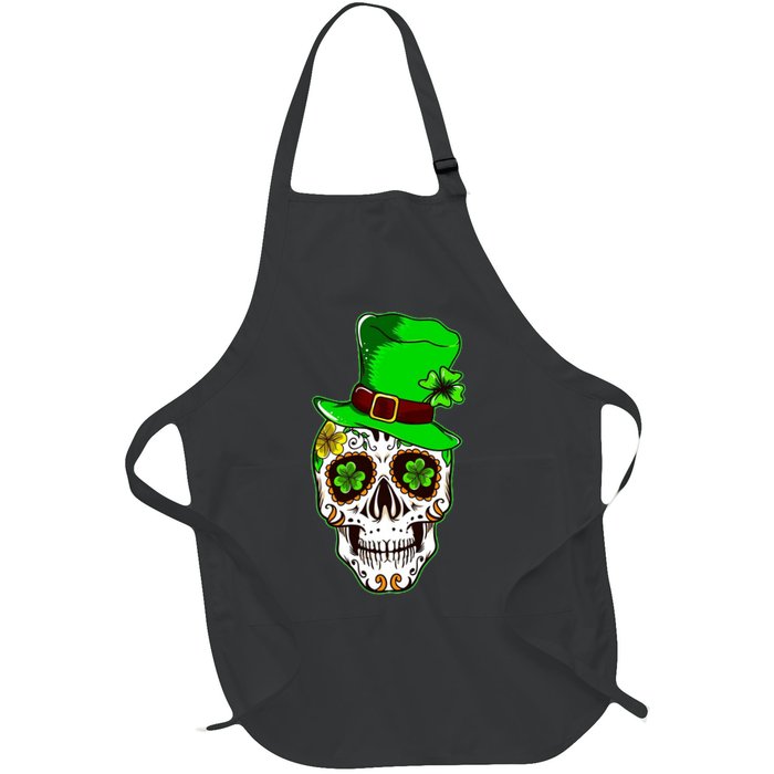 Sugar Irish Clover Skull St Patricks Day Apron