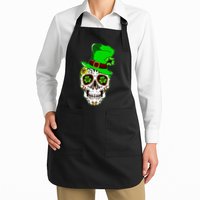Sugar Irish Clover Skull St Patricks Day Apron