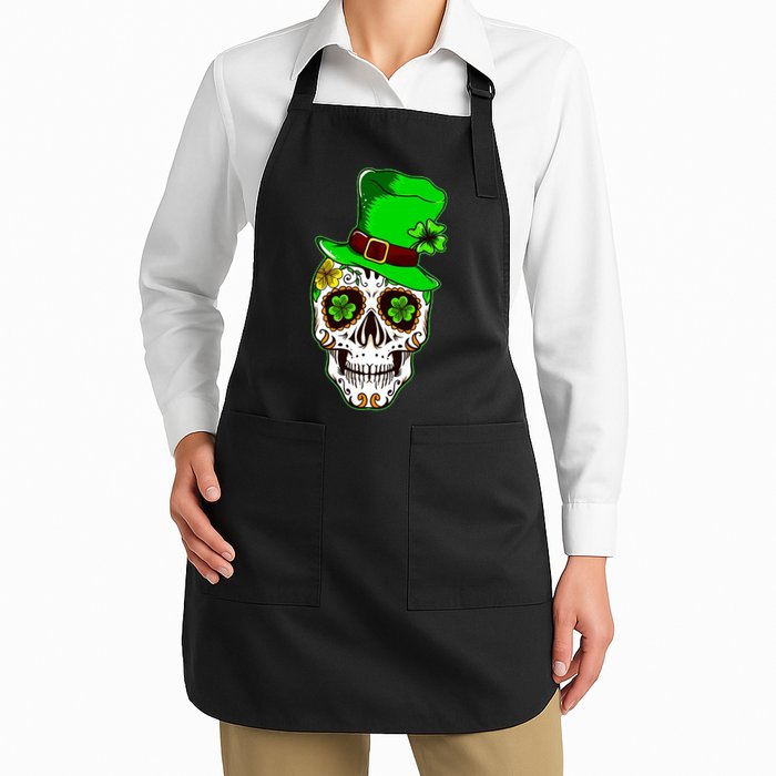 Sugar Irish Clover Skull St Patricks Day Apron