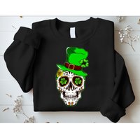 Sugar Irish Clover Skull St Patricks Day Sweatshirt