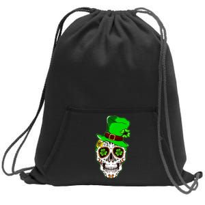 Sugar Irish Clover Skull St Patricks Day Sweatshirt Cinch Pack Bag