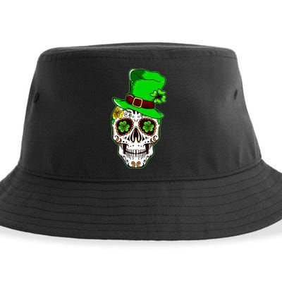 Sugar Irish Clover Skull St Patricks Day Sustainable Bucket Hat