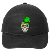 Sugar Irish Clover Skull St Patricks Day 7-Panel Snapback Hat
