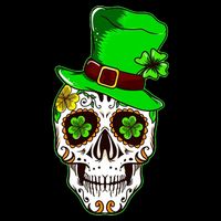 Sugar Irish Clover Skull St Patricks Day 7-Panel Snapback Hat