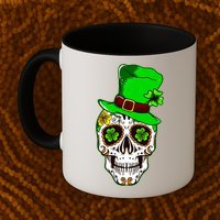 Sugar Irish Clover Skull St Patricks Day Mug