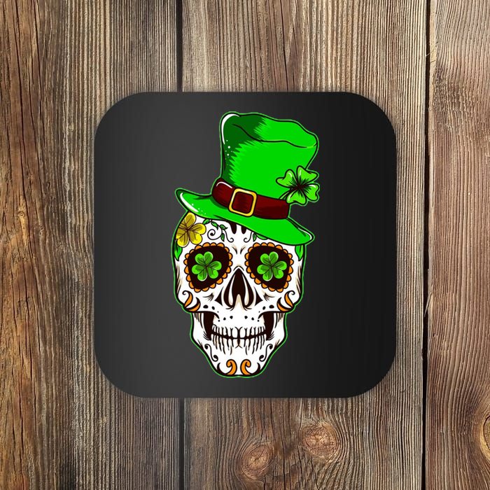 Sugar Irish Clover Skull St Patricks Day Coaster