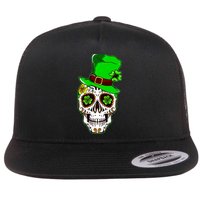 Sugar Irish Clover Skull St Patricks Day Flatbill Hat