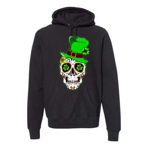 Sugar Irish Clover Skull St Patricks Day Premium Hoodie