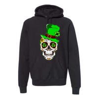 Sugar Irish Clover Skull St Patricks Day Premium Hoodie