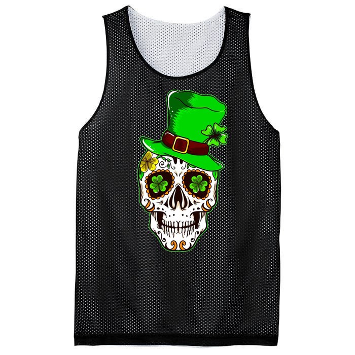 Sugar Irish Clover Skull St Patricks Day Mesh Reversible Basketball Jersey Tank