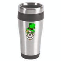 Sugar Irish Clover Skull St Patricks Day 16oz Travel Tumbler