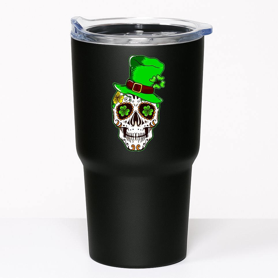 Sugar Irish Clover Skull St Patricks Day Tumbler