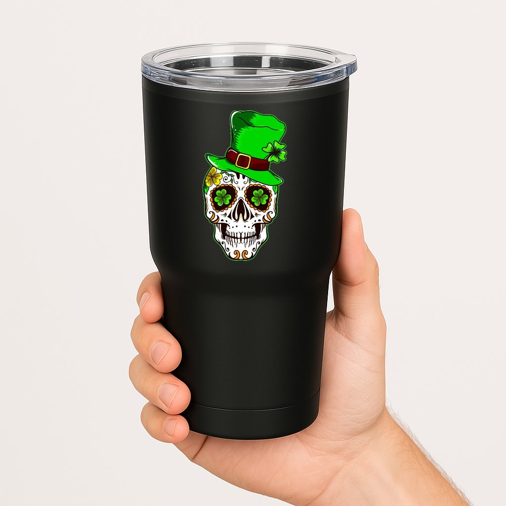 Sugar Irish Clover Skull St Patricks Day Tumbler
