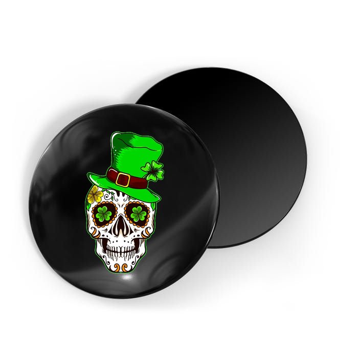 Sugar Irish Clover Skull St Patricks Day Magnet