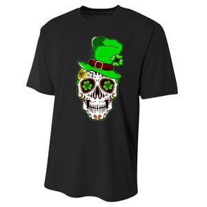 Sugar Irish Clover Skull St Patricks Day Performance Sprint T-Shirt