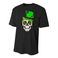 Sugar Irish Clover Skull St Patricks Day Youth Performance Sprint T-Shirt