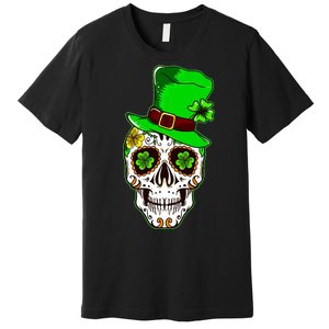 Sugar Irish Clover Skull St Patricks Day Premium T-Shirt