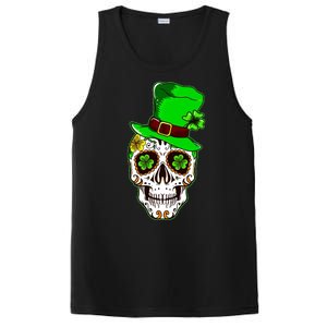 Sugar Irish Clover Skull St Patricks Day PosiCharge Competitor Tank