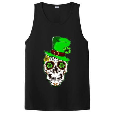 Sugar Irish Clover Skull St Patricks Day PosiCharge Competitor Tank